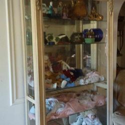 Mirrored Glass Curio Cabinets, Glass Shelves 