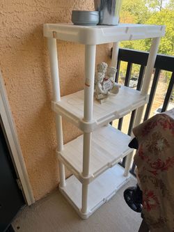 White Plastic 4-Tier Storage Shelf