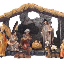 Christmas Nativity Scene Set with Stable, 11 Piece Traditional Holiday Decoration (11)