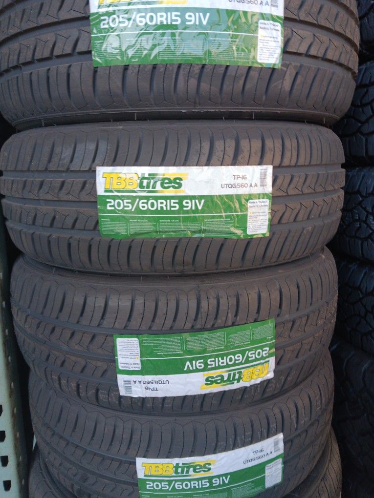 4 New Tires Installed/ Nuevas Llantas Instaladas 205/60/15 TBB Tires 