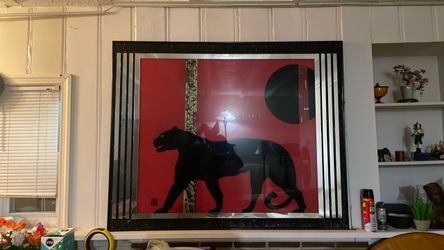 Large Art Deco Black Panther Framed Print