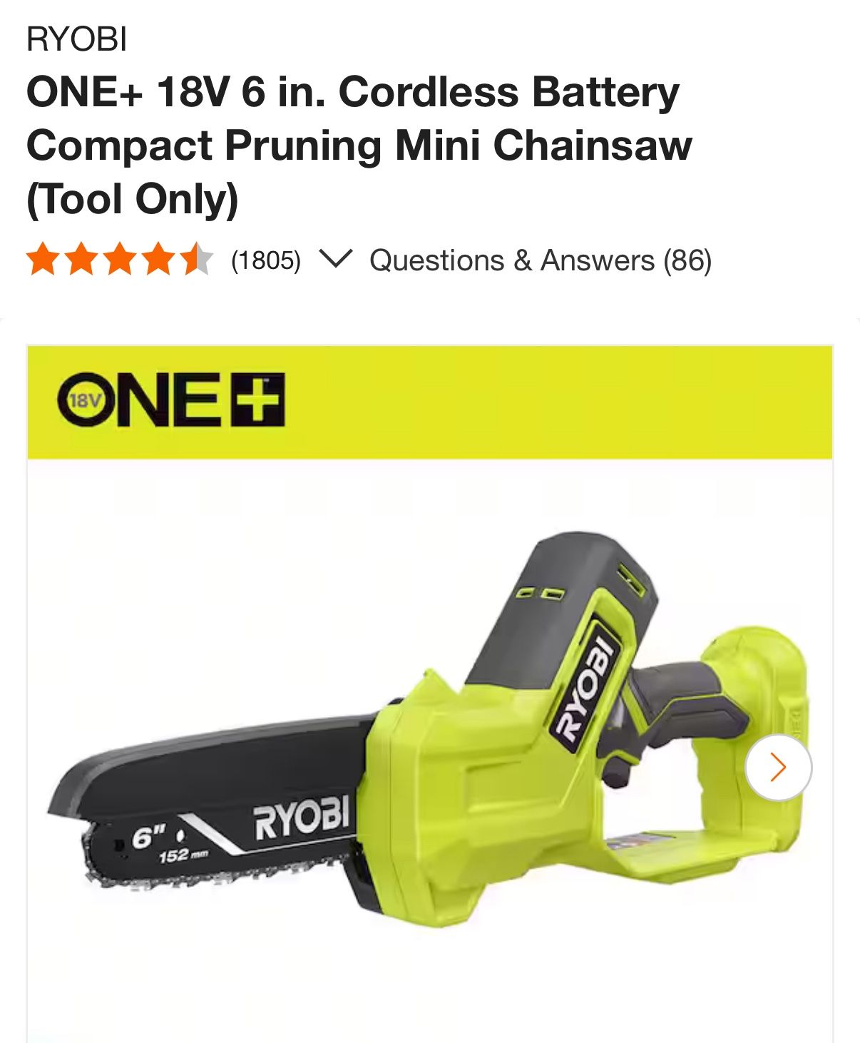 Ryobi Pruning Chainsaw