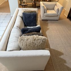 Living Room Set – Sofa & Armchair (Neutral Color)