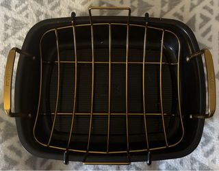 Thyme & Table 17” Carbon Steel Roasting Pan with Gold Rack