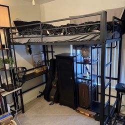 LOFT BUNK BED with desk - shelf - hanger - underneath!