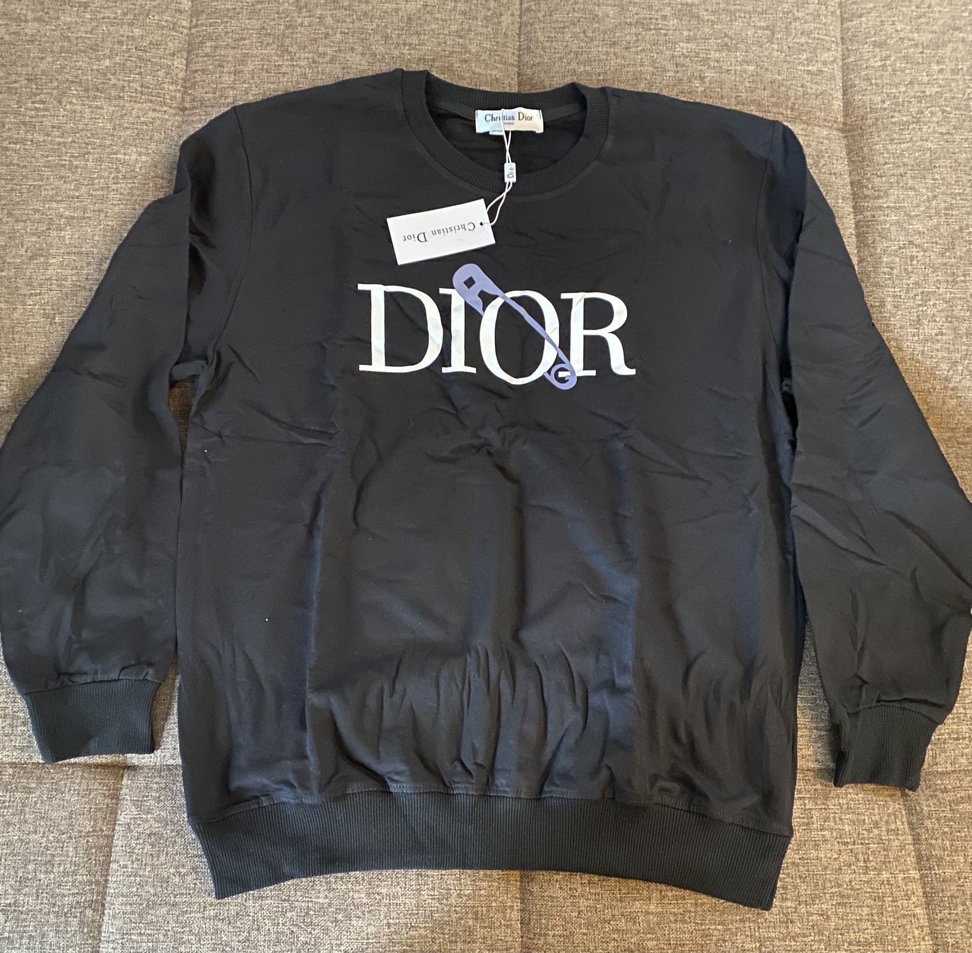 Dior Men Black 2021 x Judy Blame Safety Pin Logo Sweatshirt