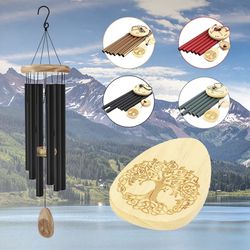 Wind Chimes with 6 Metal Tubes Tuned Smoothing Melody, Memorial Wind Chimes for Mom, Wind Chimes for Outside Decoration, Garden, Yard. Black