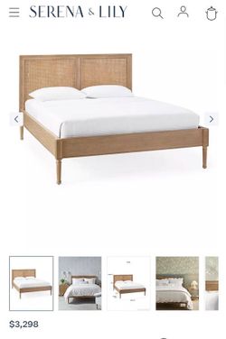 King Rattan Bed Frame, - Serena & Lily Harbour Cane