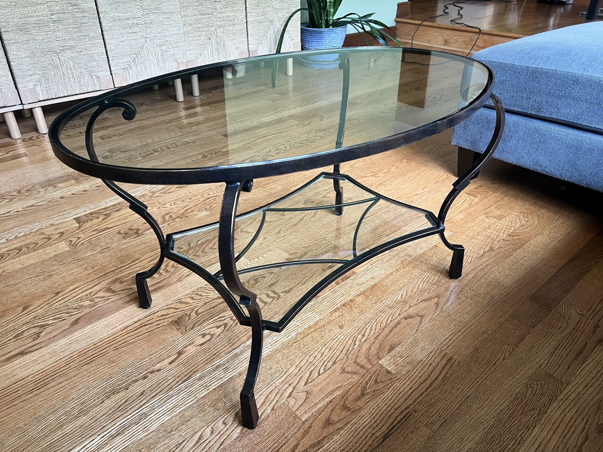 Metal/Glass Oval Coffee Table