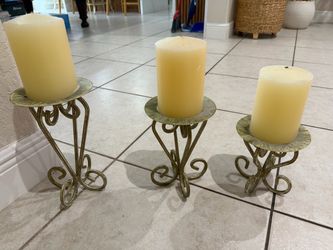 Set of 3 Metal Pillar Candle Holders