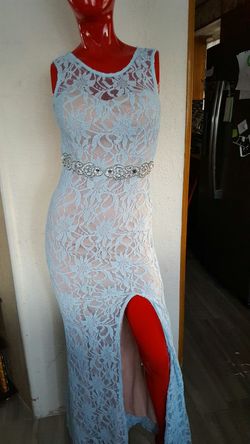 New Blue Lace Prom Dress/ Gown Size 1