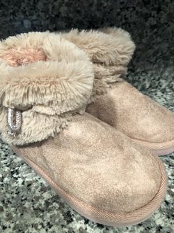 girl shoes mid boots 10-11.5 pink rose fur