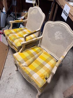Pair of Vintage French Provincial Cane-Back Armchairs