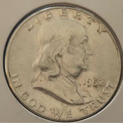 Half dollar 1952 D. Vintage coin USA