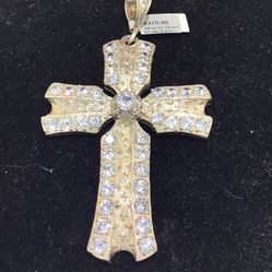 Silver Cz Cross Charm