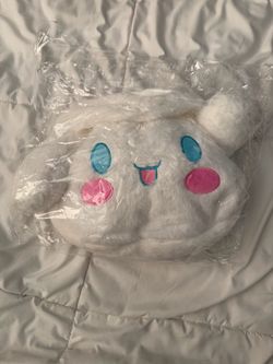 Cinnamoroll Sanrio Plush White Character Face Zip Shoulder Bag Detachable Strap