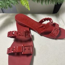 Gucci  Hibiscus Red Rubber Sandals 