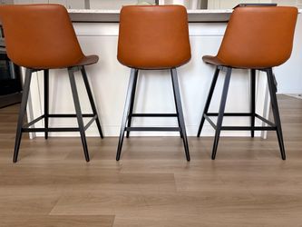 Bucket Barstools x3 - Whiskey Brown