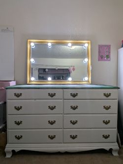 Vintage White Dresser + Mirror