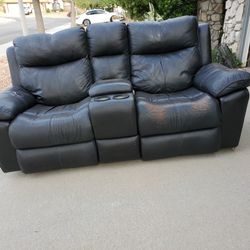 Power Leather Reclining Loveseat 