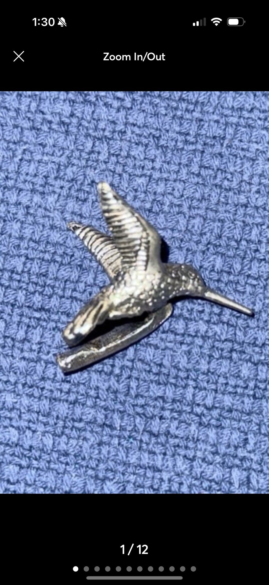 antique Metzke 1880 pewter hummingbird