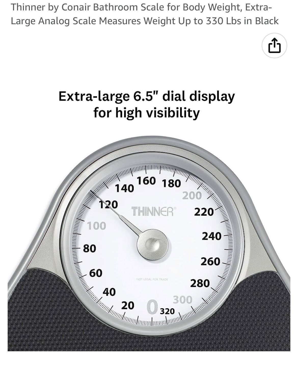 Thinner by Conair Bathroom Scale for Body Weight, Extra-Large Analog Scale  Measures Weight Up to 330 Lbs. in Silver