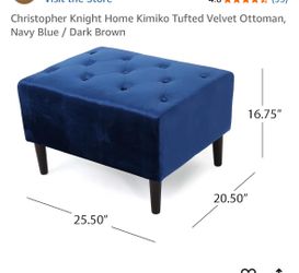 Blue velvet ottoman