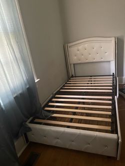 White Faux Leather Tufted Bed Frame