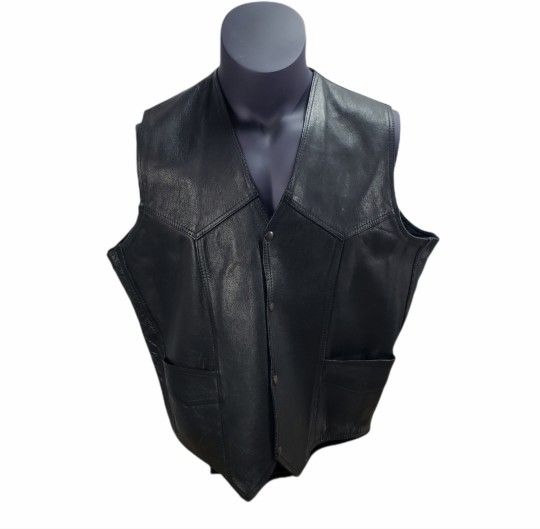 Vintage Mens USA Bikers Leather Sleeveless Vest