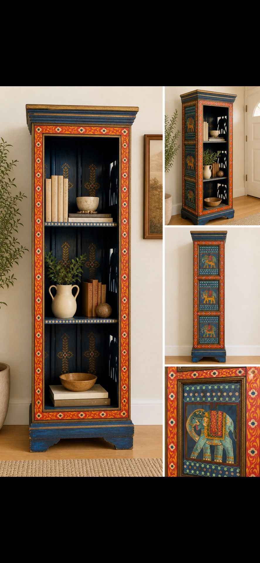 Hand Painted, Hand Carved Bookshelf