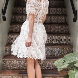 Designer Alexis White Lace Fit & Flare Dress