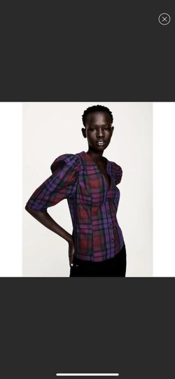 Zara plaid blouse purple