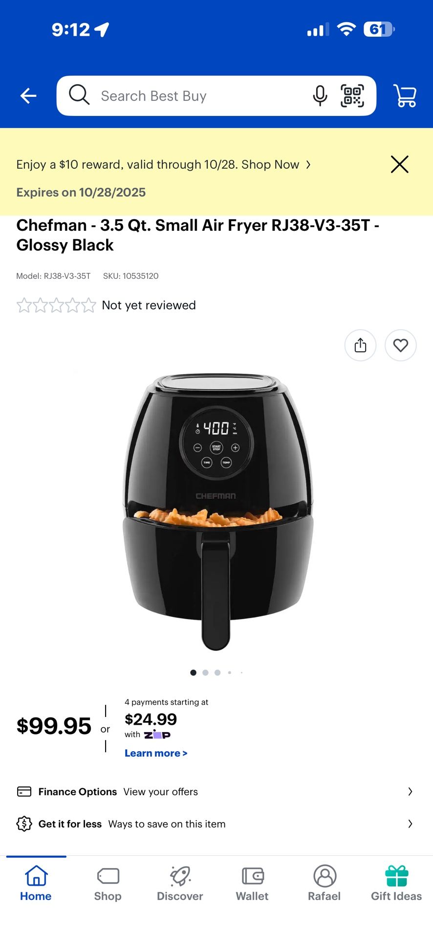 chef man air fryer 3,5 qt brand new