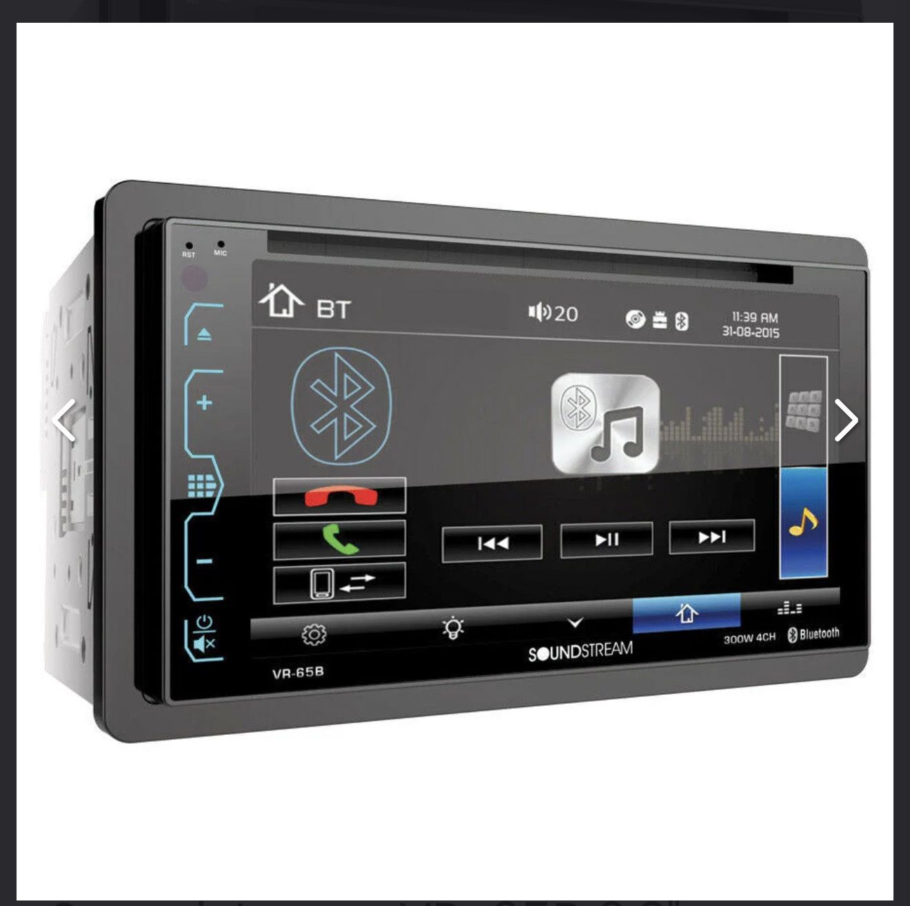 Soundstream VR-65B 6.2" Double-DIN Bluetooth DVD/CD/AM/FM In-Dash Car Stereo