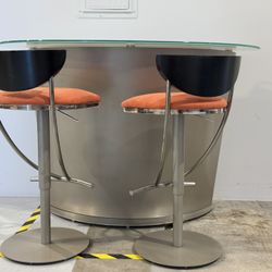 🔥 Modern Glass Bar Table + 2 Swivel Bar Stools – Stylish Set 🔥