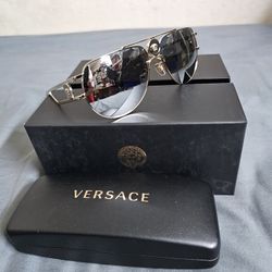 Versace Silver Aviator Unisex Sunglasses 