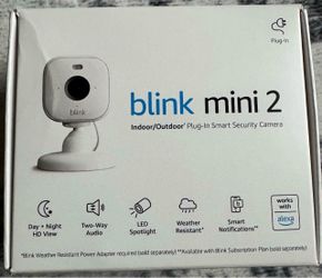 Blink Mini 2 — Home Security & Pet Camera with HD video, color night view, motion detection, two-way audio, and built-in spotlight — 1 camera (White