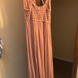 Peach Long Dress With Lace Embroidery Free People