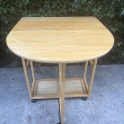 Solid Wood Space Saver Folding Kitchen Table, Island or Cart