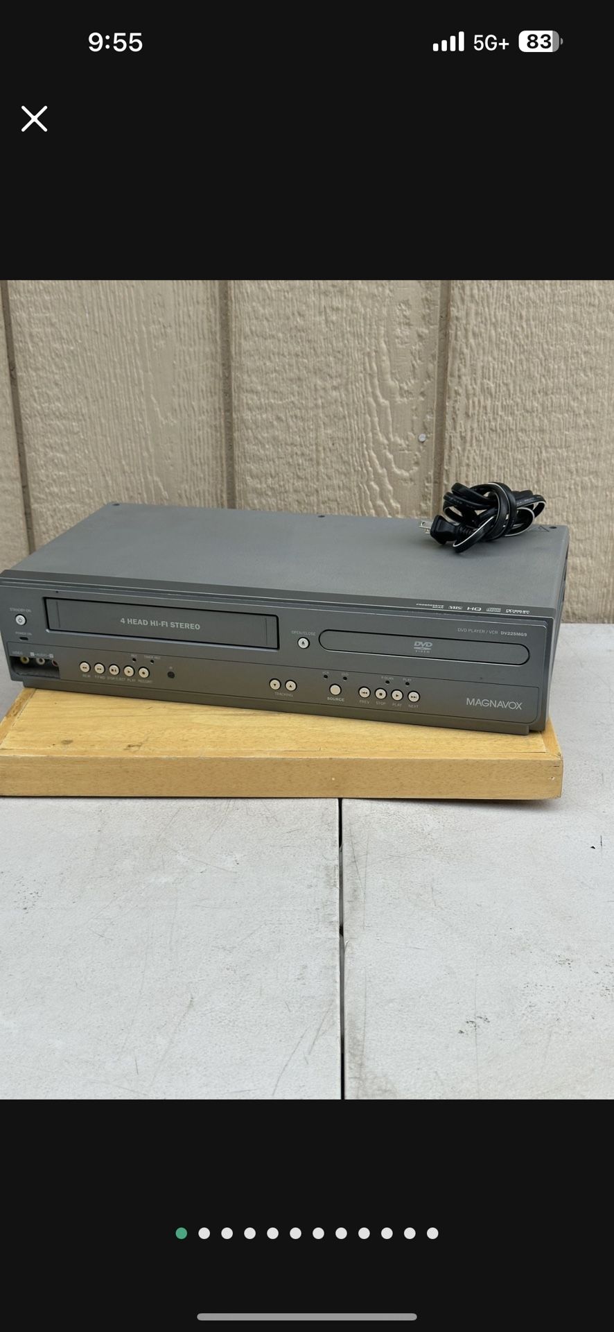 Magnavox DV225MG9 DVD/VCR Combo Player Gray No Remote Tested Works Vintage
