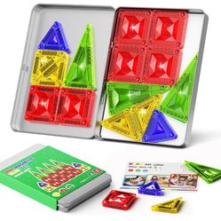 Magnetic Tiles Mini Travel Toddler Set, Magnetic Blocks Building Kids Toys & Games, Montessori Preschool Classroom Must Haves Educational Learning Sen