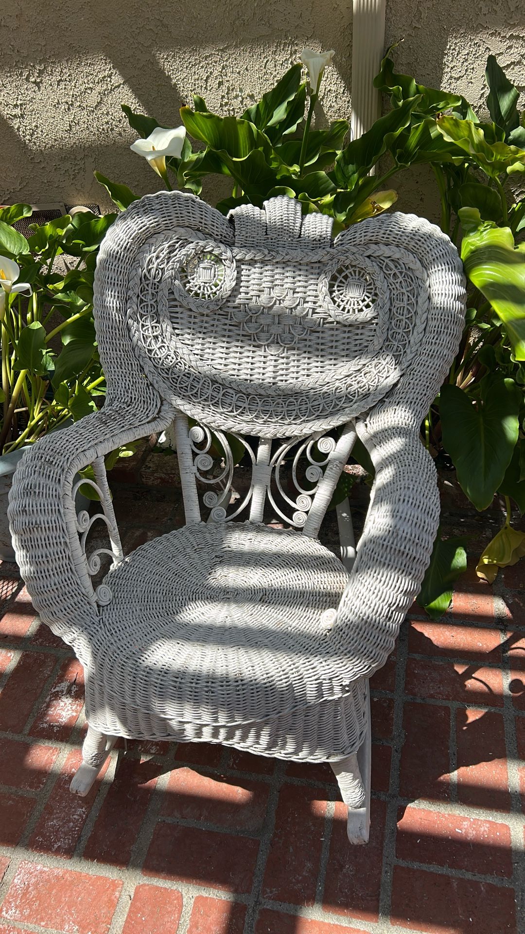 White Wicker Rocking Chair - Outside Use -