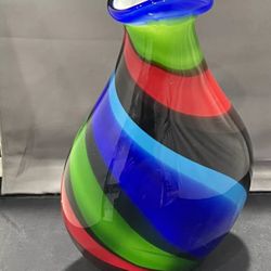 Vintage Murano Cased Art Glass Vase Weights 8 Pounds Rainbow SWIRL  Stripe