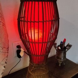 Tiki-Style BoHo Rattan Lamp Vintage