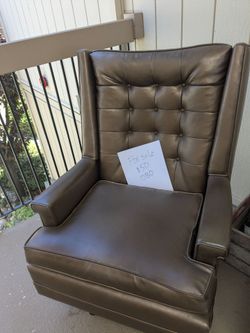 Bronze leather wingback chair