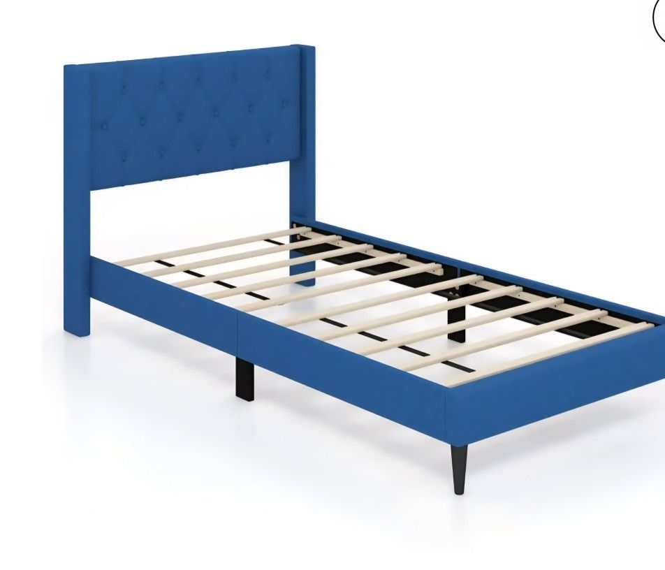 Twin bed frame, no mattress.
