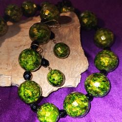 Beaded Green/Black Strand
