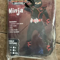 New Child Ninja Halloween Costume 3T Complete In Original Package 