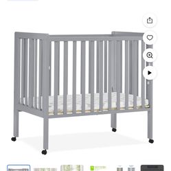 Grey Foldable Mini Crib