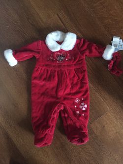 New Disney Mickey Minnie Christmas Onesie Outfit 3-6 M and 6-9 M Available